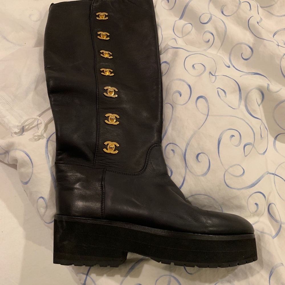 Chanel knee high boots
